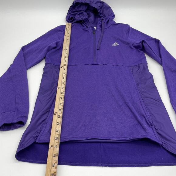 ADIDAS Sweatshirt Purple Hooded 1/2 Zip Pullover Nylon Panel Womens Size S - Picture 4 of 5